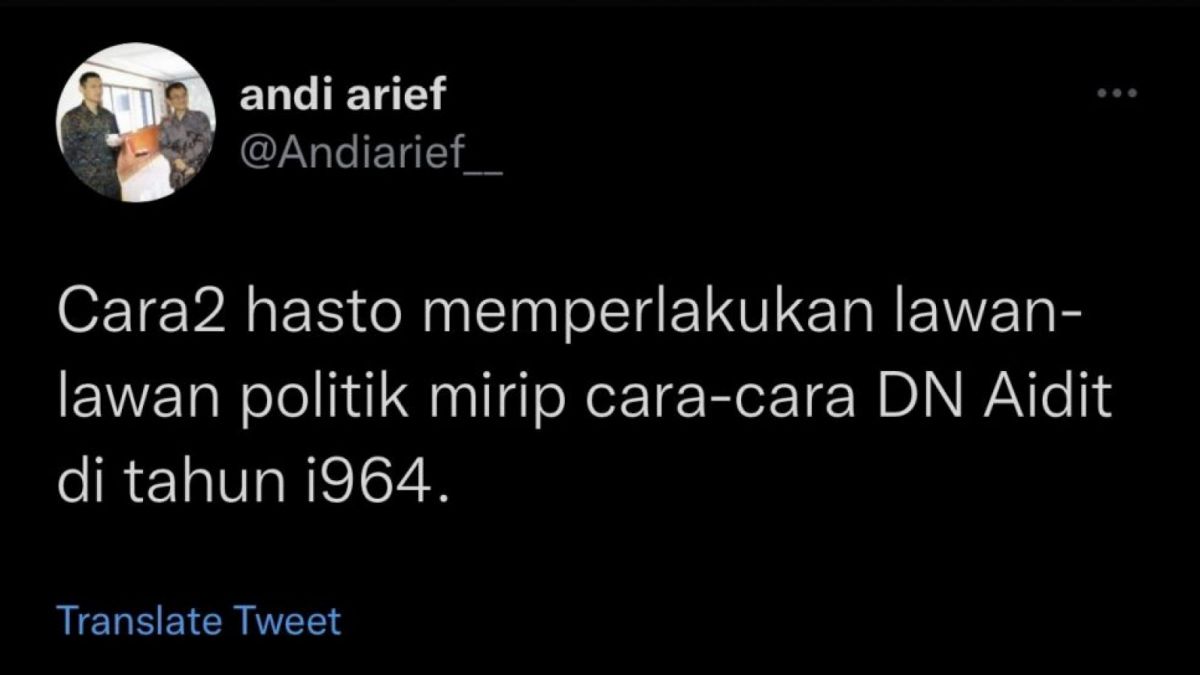 Cuitan Polisi Demokrat Andi Arief sindir Sekjen PDIP Hasto Kristiyanto. [Tangkapan layar/Twitter]