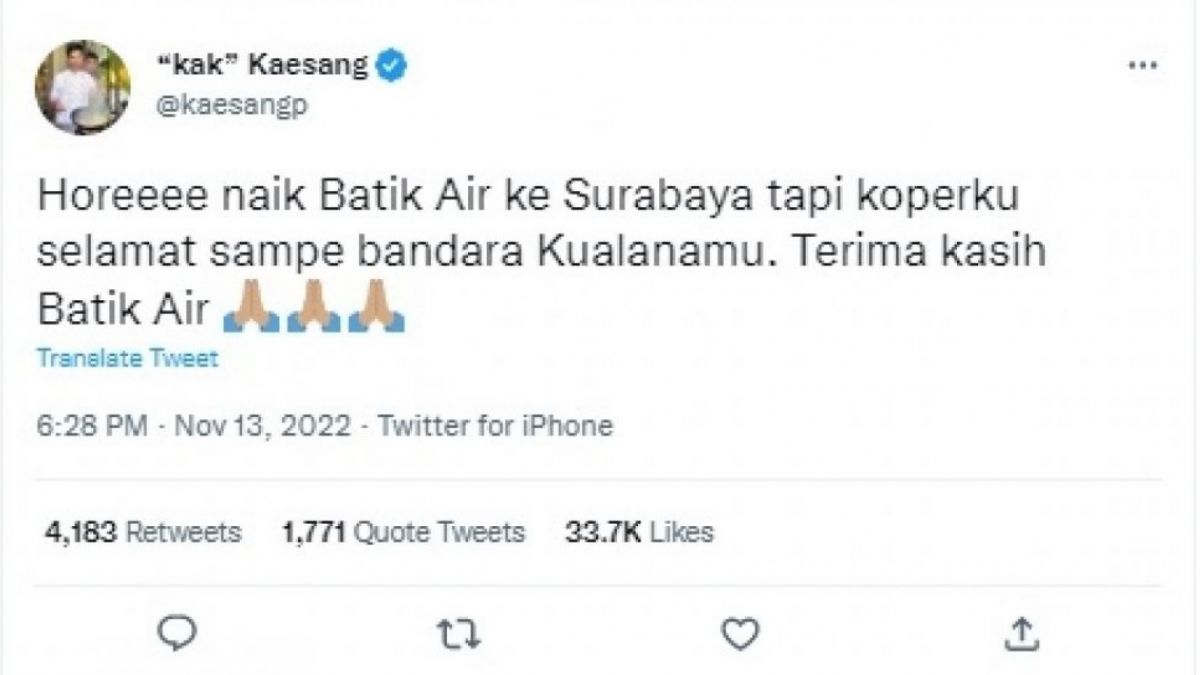 Unggahan Kaesang Pangarep [Twitter/@kaesangp] [Twitter/@kaesangp]