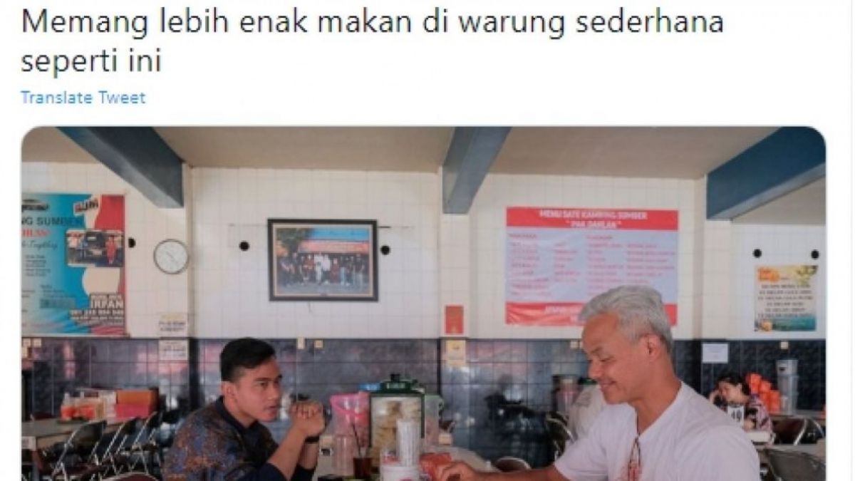 Cuitan Gibran Rakabuming Raka dan Ganjar Pranowo saat makan bersama [Twitter/gibran_tweet]