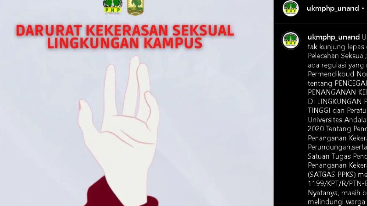 Darurat kekerasan seksual lingkungan kampus [SS/ukmphp_unand/Instagram]