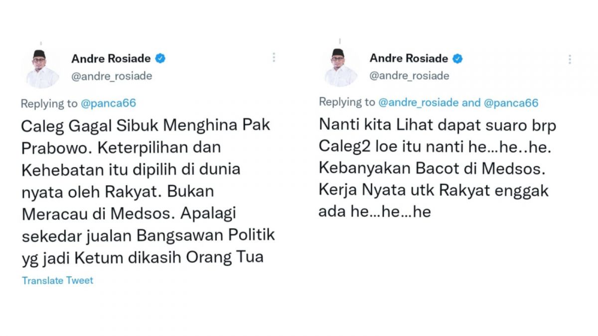 Kolase Tweet Balasan Andre Rosiade [Twitter/@andre_rosiade]