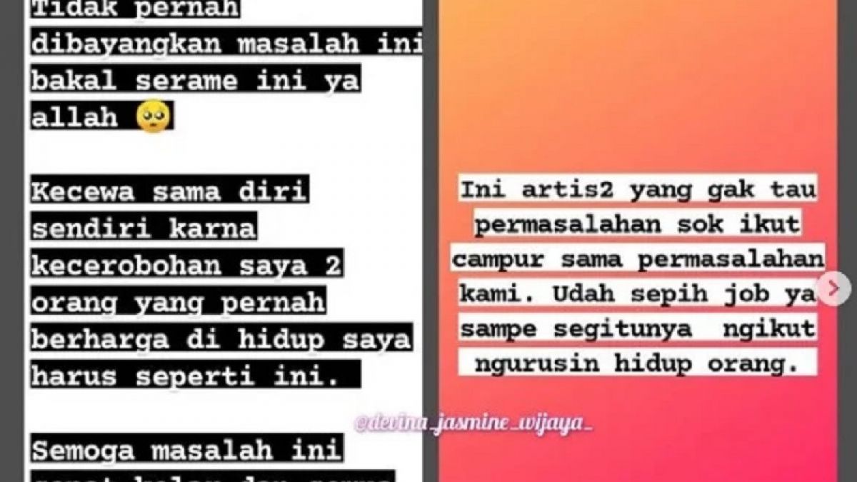 tangkapan layar cewek Mario Dandy sebut artis sepi job [Isntagram/@devina_jasmine_wijaya]
