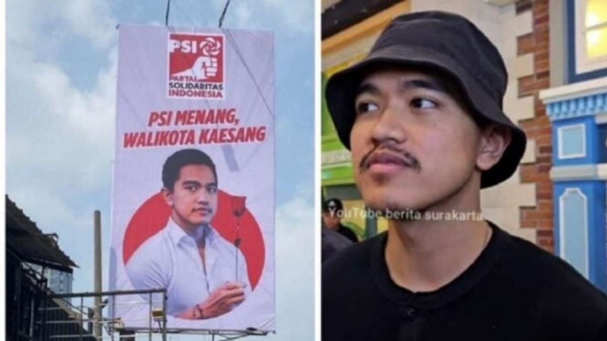 Partai Solidaritas Indonesia (PSI) menyebar baliho bergambar putra bungsu Presiden Jokowi, Kaesang Pangarep di Depok, Jawa Barat. Adapun tulisannya PSI Menang Wali Kota Kaesang. [Istimewa]