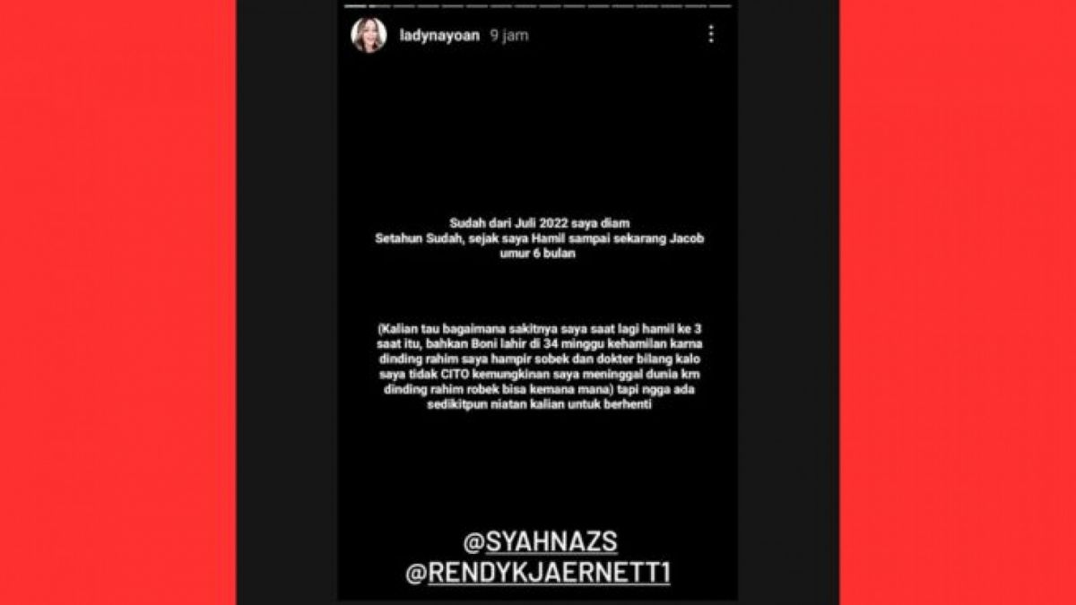 Tangkapan layar curhatan Lady Nayoan [Facebook]