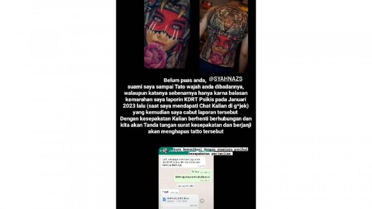 Tato Wajah Syahnaz Sadiqah di Tubuh Rendy Kjaernett [Instagram]