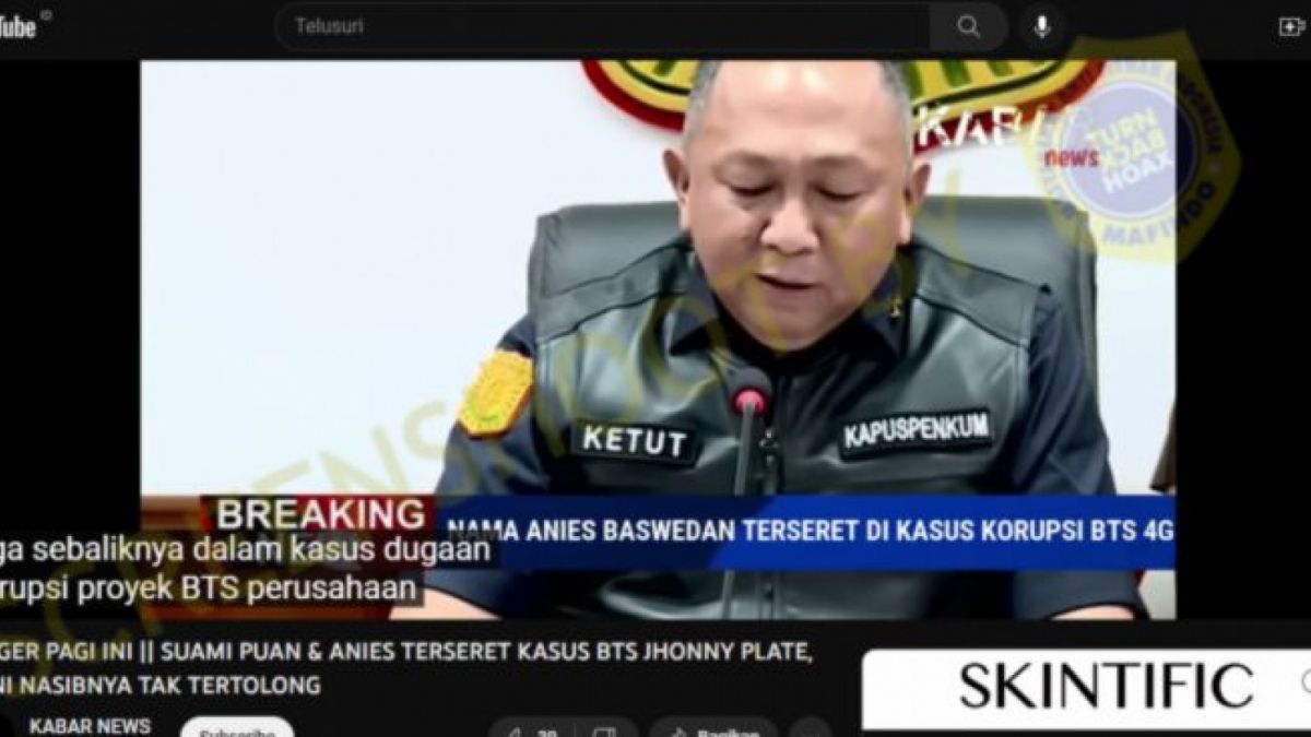 CEK FAKTA: Anies Baswedan dan Suami Puan Maharani,  Hapsoro Sukmonohadi Terlibat Korupsi BTS 4G Kominfo, Benarkah? [Tangkapan Layar YouTube]