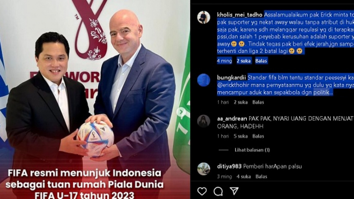 Erick Thohir dan Gianni Infantino Presiden FIFA [Instagram/@erickthohir]