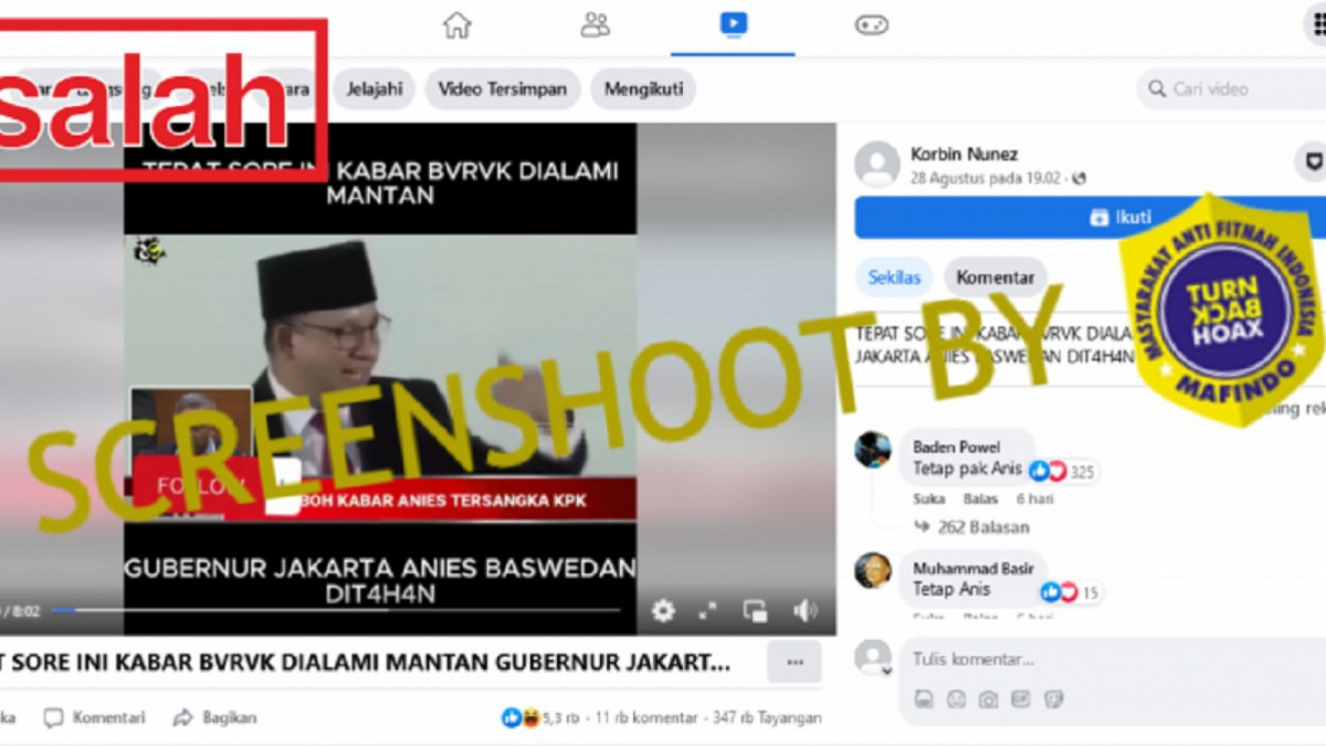 hoax tentang anies baswedan ditahan KPK