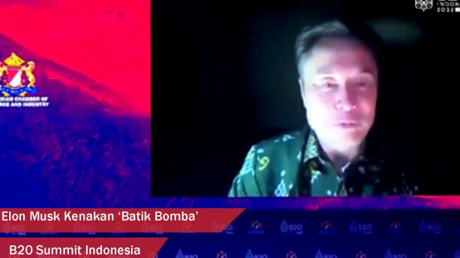 Elon Musk Pakai Batik, Zoom Sambil Mati Lampu di  Puncak Acara B20 Summit