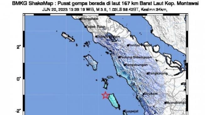 Gempa Mentawai 5.6 SR Guncang Padang dan Sekitarnya Hingga Pasaman Barat