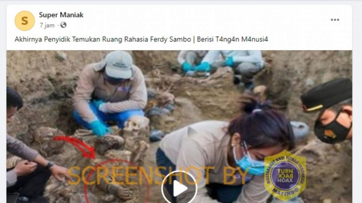 Video hoaks soal penemuan ruang rahasia berisi tangan manusia milik Ferdy Sambo [turnbackhoax.id]