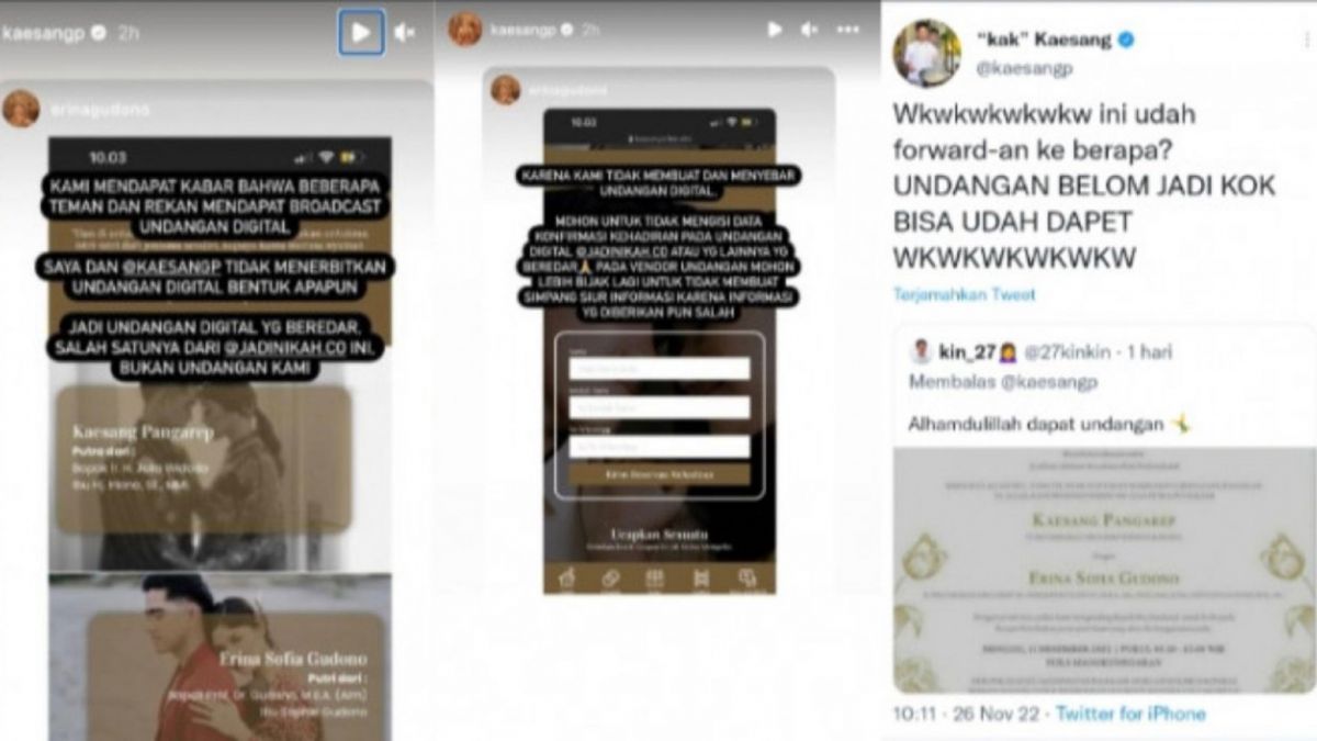 Kaesang Pangarep klarifikasi soal undangan palsu yang menyebar [Foto berbagai sumber]
