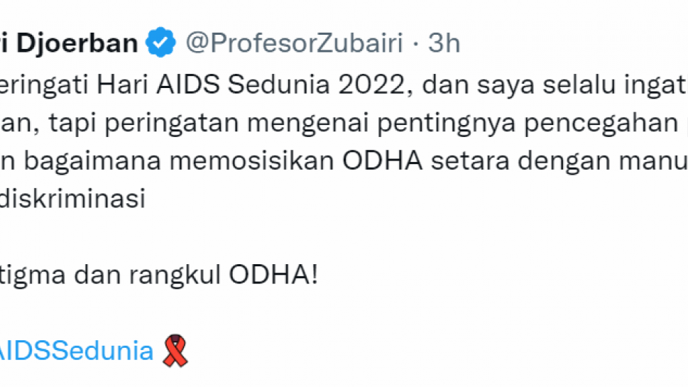 Profesor Zubairi Djoerban turut memperingati hari AIDS sedunia 2022 [Twitter/ProfesorZubairi]
