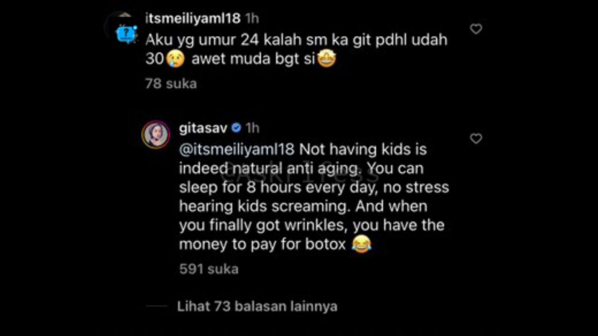 Pernyataan Gitasav terkait rahasia awet muda. [Twitter @Askrlfess]