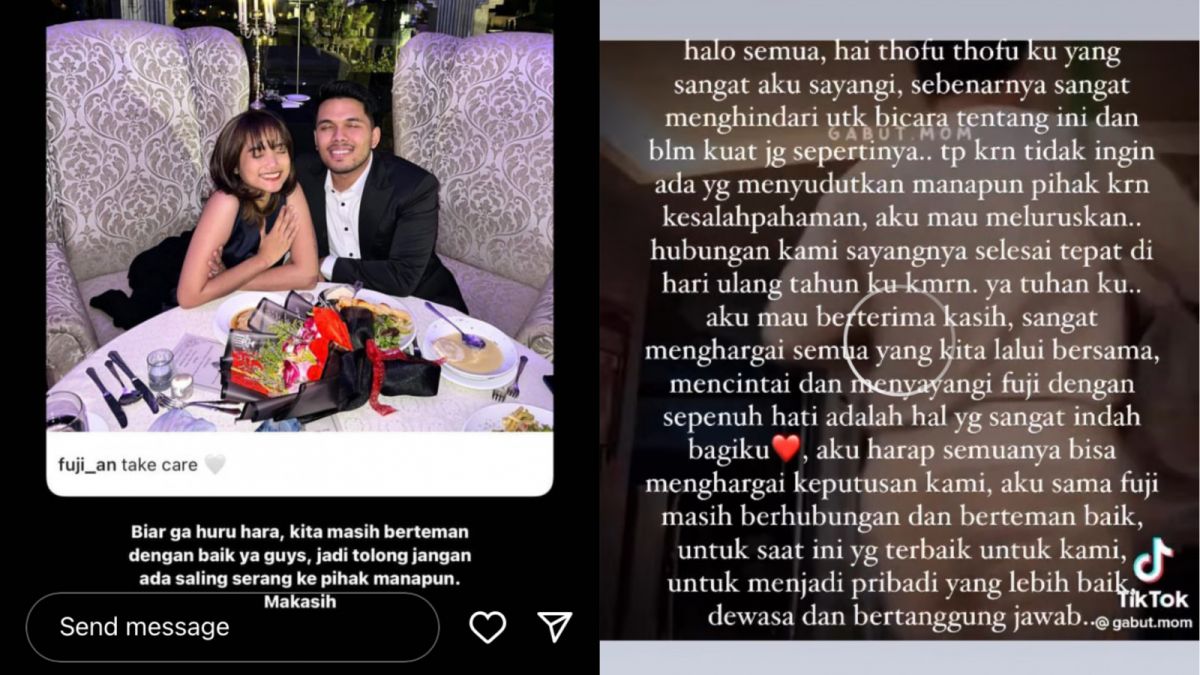 Fuji and Thoriq confirmed that their relationship had officially ended.  (Instagram @fuji_an & @thariqhalilintar)