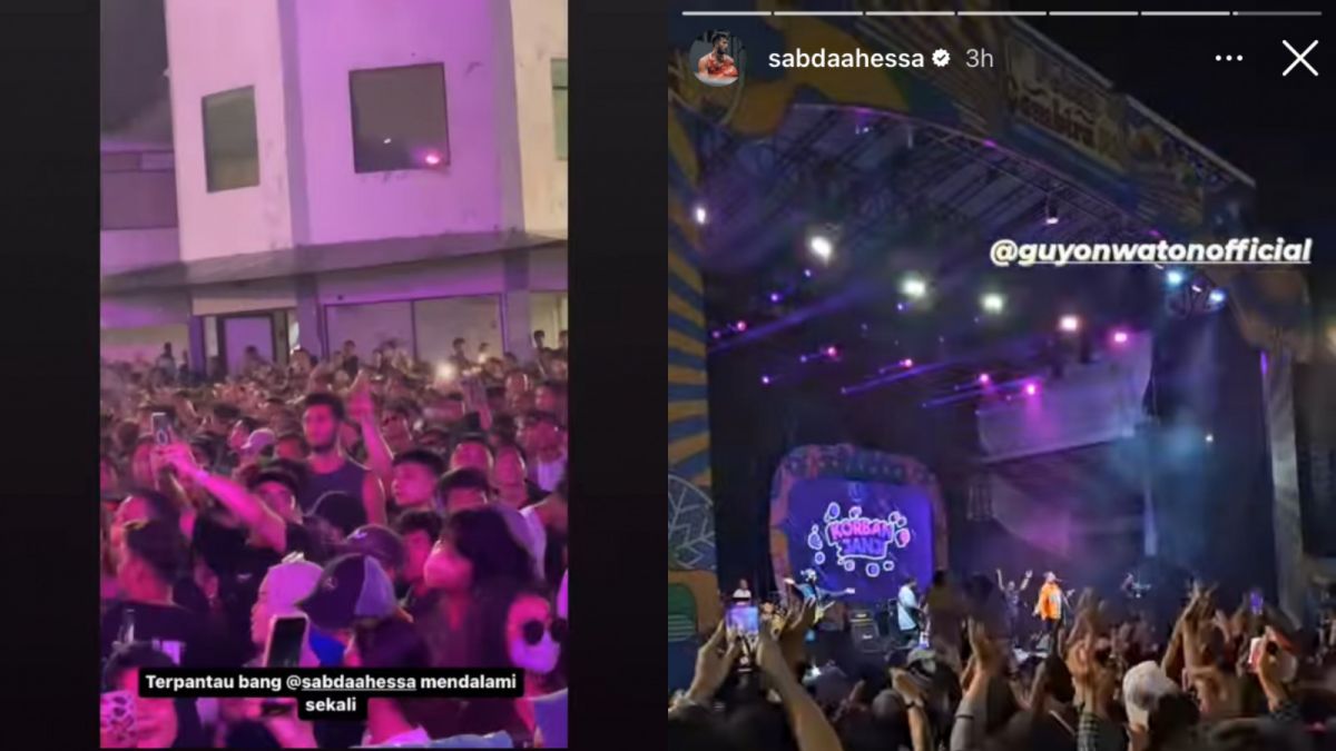 Sabda Ahessa terpantau sedang menonton konser Guyon Waton. [Instagram @sabdaahessa]