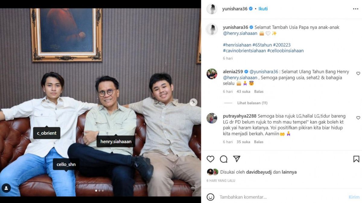 Postingan Yuni Shara ucapkan selamat ulang tahun kepada mantan suami. [Instagram @yunishara36]