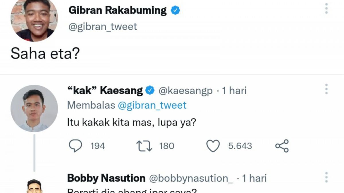 Kolase cuitan anak-anak Presiden Jokowi mempersoalkan bapak-bapak yang mengaku anak angkat Jokowi. [(twitter/gibran_tweet)]