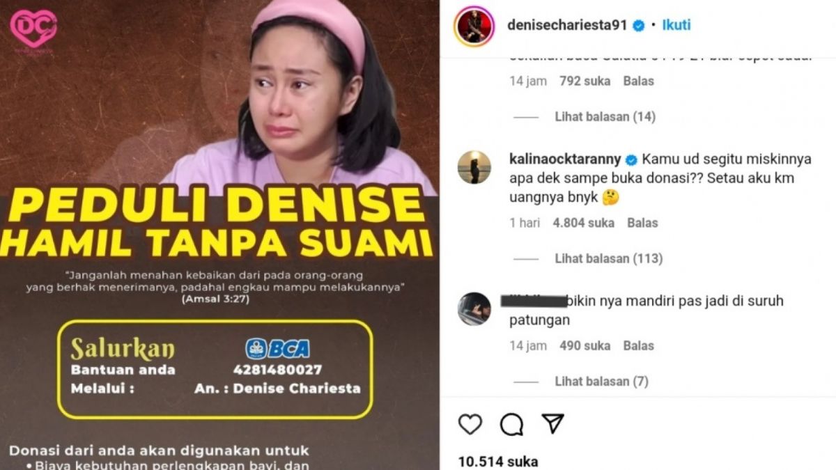 Kalina komentari unggahan Denise [Instagram/ @denisechariesta]