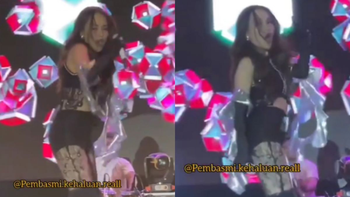 Ayu Ting Ting pakai baju kpop saat manggung [@pembasmikehaluanreall]