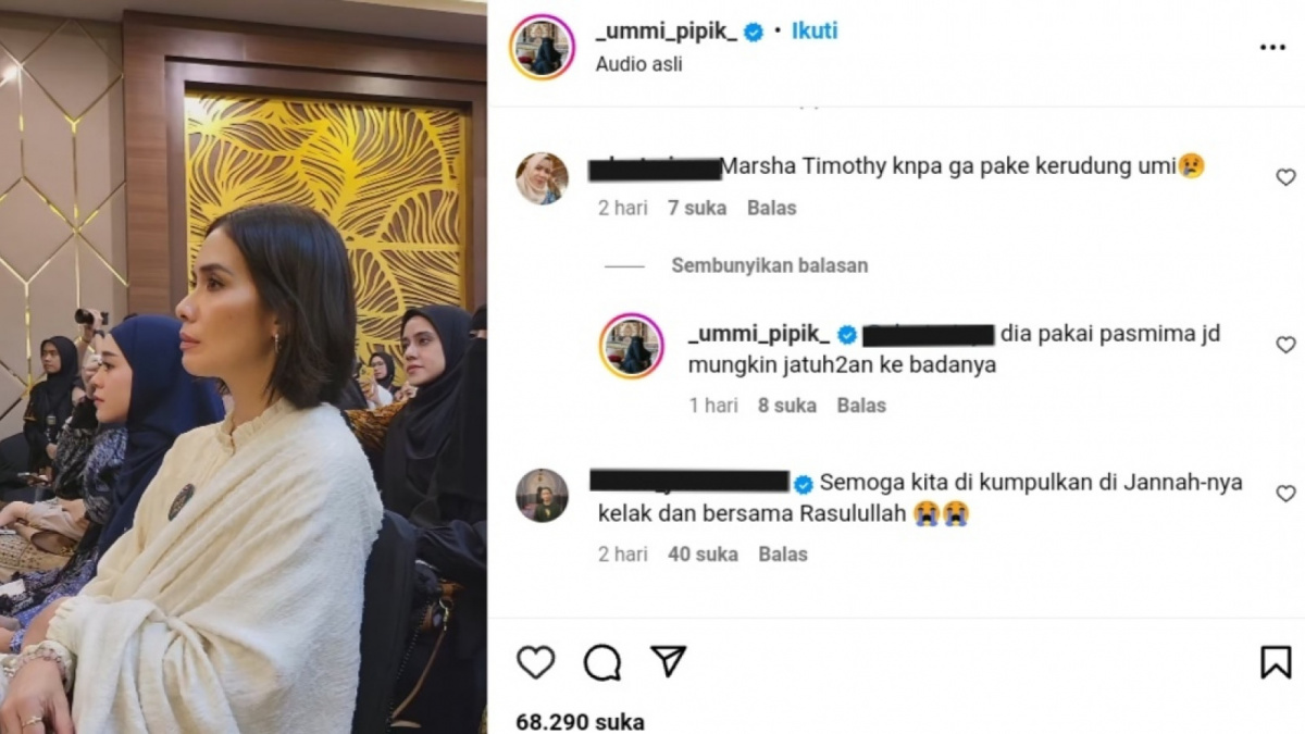 penjelasan umi pipik mengapa Marsha Timothy terlihat tak menutup kepala saat pengajian [Instagram/ Umi Pipik]