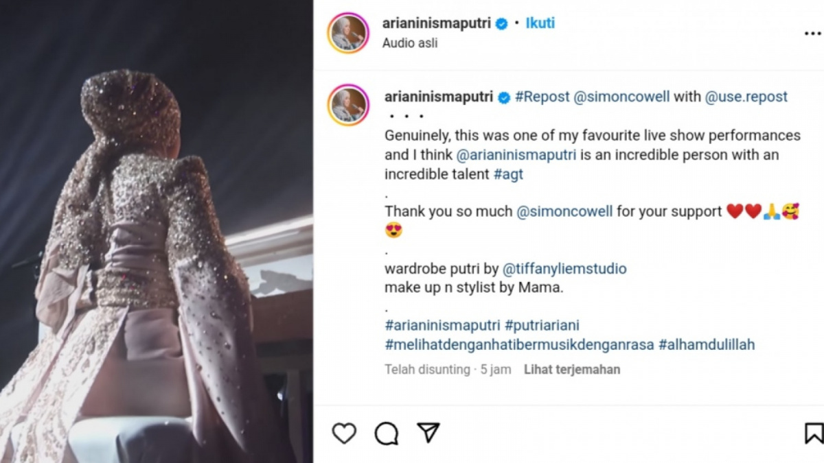 Gaun Putri Ariani jadi sorotan [Instagram/ @arianinismaputri]