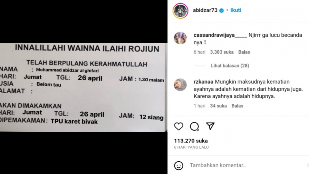 Unggahan Abidzar yang bikin heboh [Instagram/ @abidzar73]