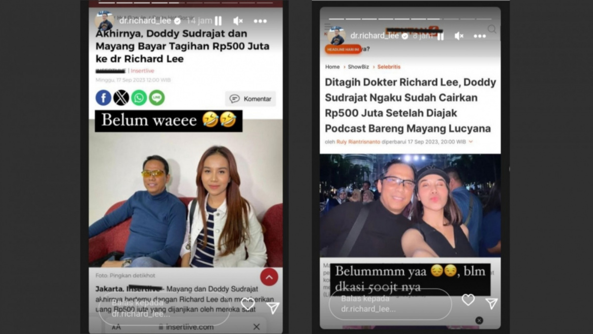 dr Richar Lee menyebut belum menerima uang tantangan Rp500 juta dari Doddy [Instagram/ dr.richard_lee]