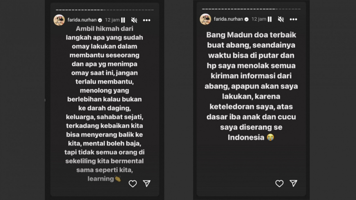 Curhatan Farida Nurhan di Instagram [Instagram/ @farida.nurhan]