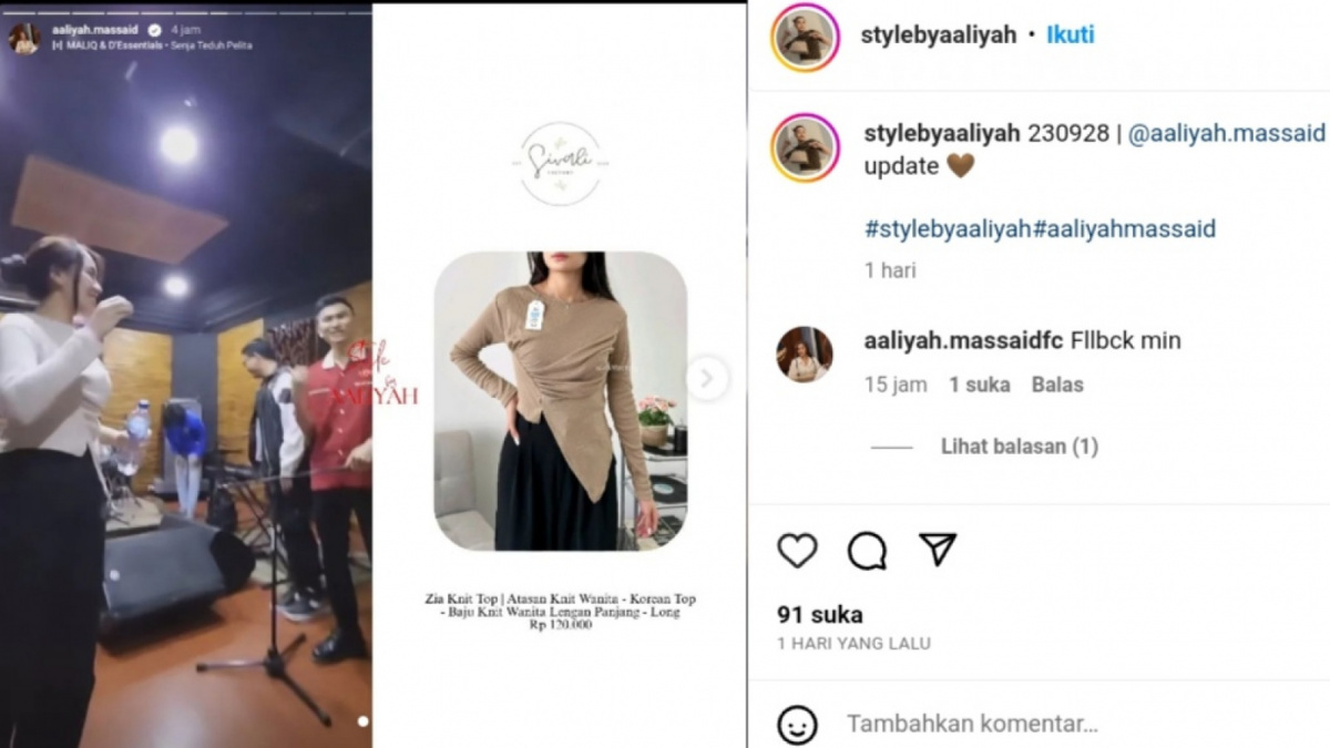 Informasi outfit Aaliyah Massaid [Instagram @stylebyaaliyah]