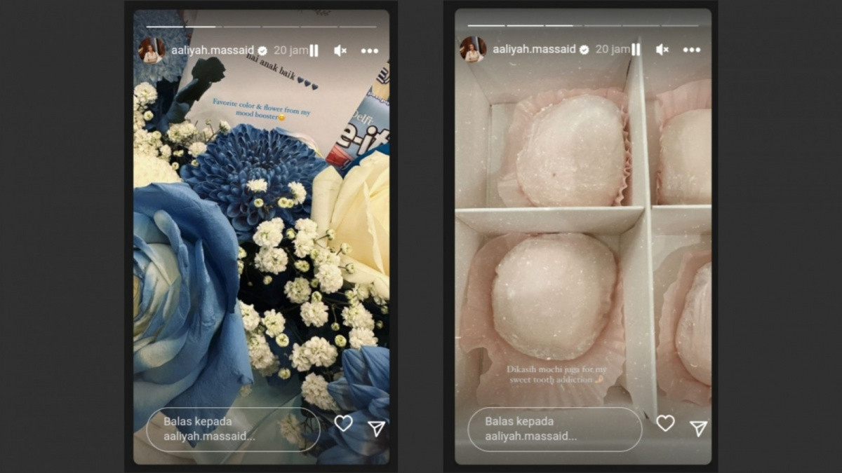 Aaliyah Massaid unggah kiriman bunga dan kue mochi [Instagram/ @aaliyah.massaid]