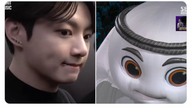 Jungkook BTS mirip La'eeb Maskot Piala Dunia 2022 di Qatar, Netizen: Curiga Ngopi JK Deh