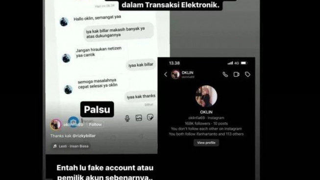 Rizky Billar Terciduk Chattingan dengan Oklin Fia, Begini Faktanya..