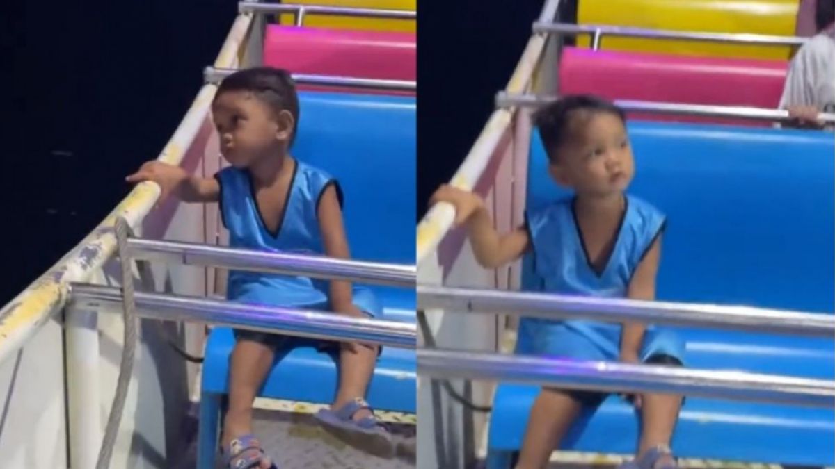 Momen bocil naik wahana bermain, ekspresinya bikin salfok. [Twitter/ bagihumor]