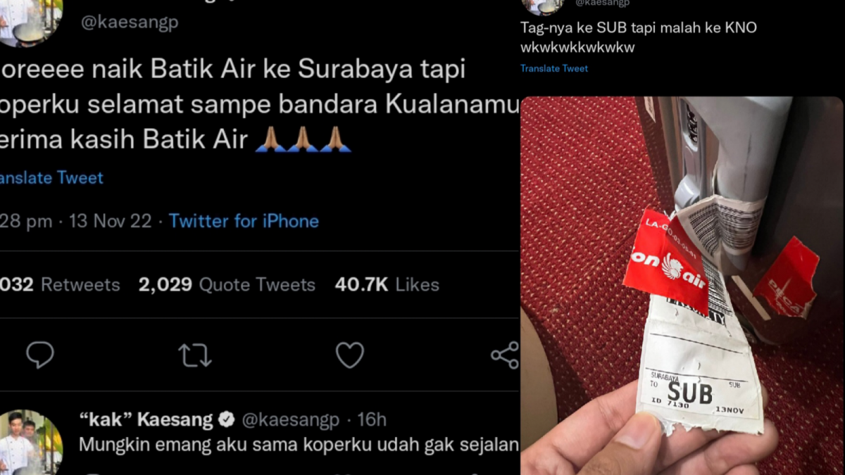 Koper Kaesang Pangarep yang terbawa sampai Kualanamu, padahal tujuannya adalah Surabaya [twitter.com/ kaesangp]