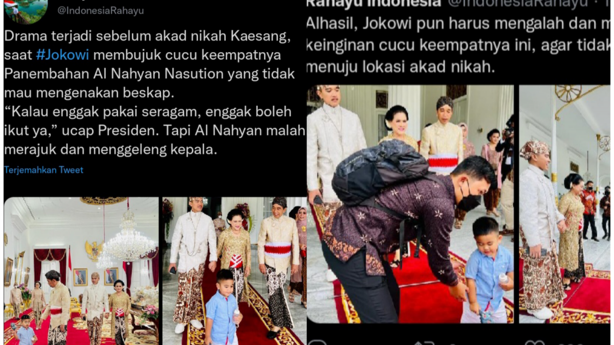 Nahyan yang menarik perhatian karena tidak mau mengenakan beskap [Twitter.com/indonesiarahayu]