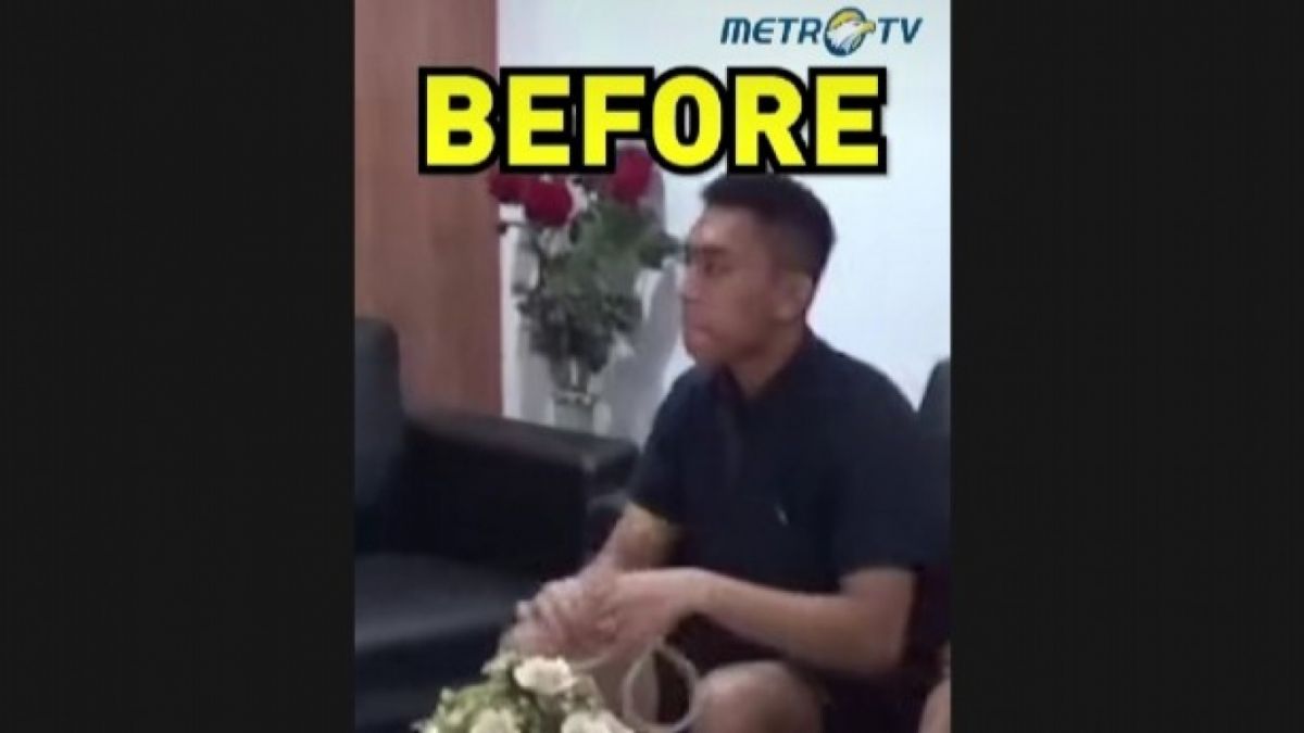 Mario Dandy terlihat tengah memakai sendiri borgol [Tangkapan layar Tiktok MetroTV]