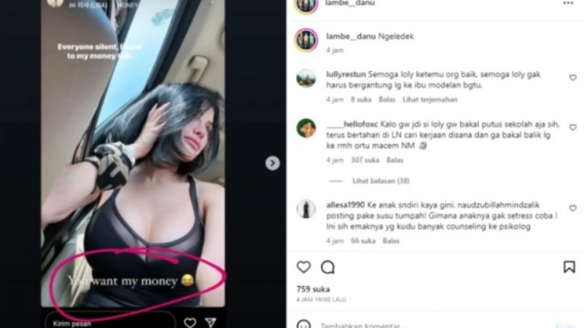 Instastory Nikira Mirzani yang menyindir Lolly [Tangkapan layar Instagram @lambe_danu]