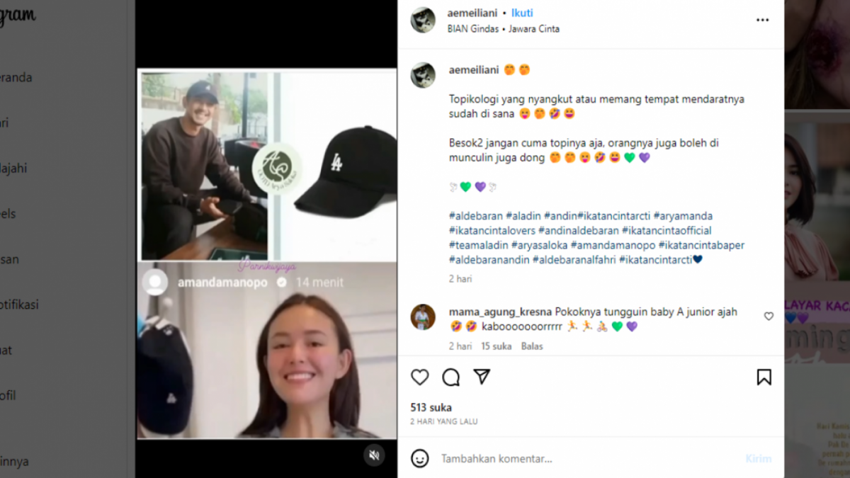 Unggahan yang memperlihatkan adanya barang yang membuat warganet menduga kalau Arya Saloka dan Amanda Manopo sudah tinggal serumah [Tangkapan layar Instagram @aemeiliani]