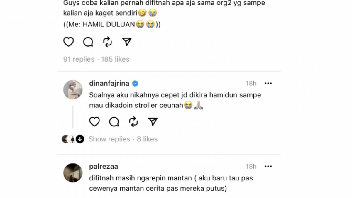 Unggahan Dinan Fajrina di Threads