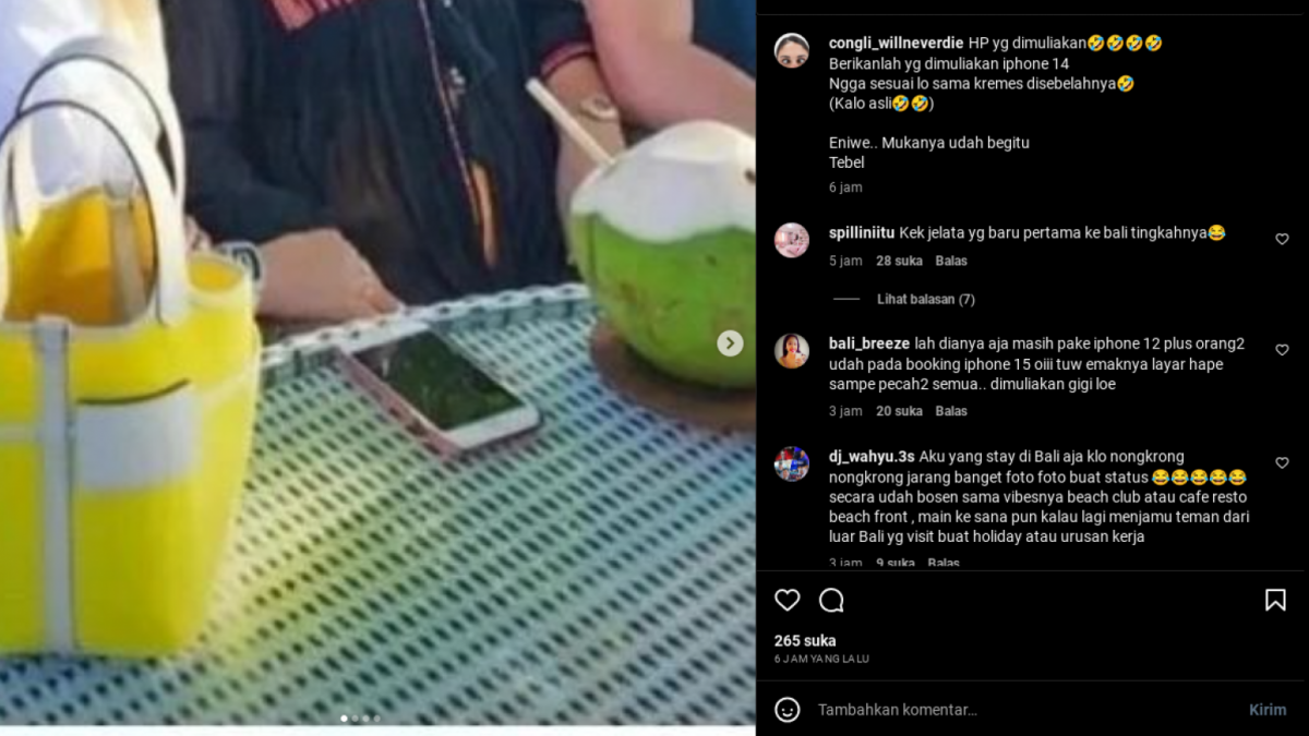 tangkapan layan unggahan akun ig@congli_willneverdie