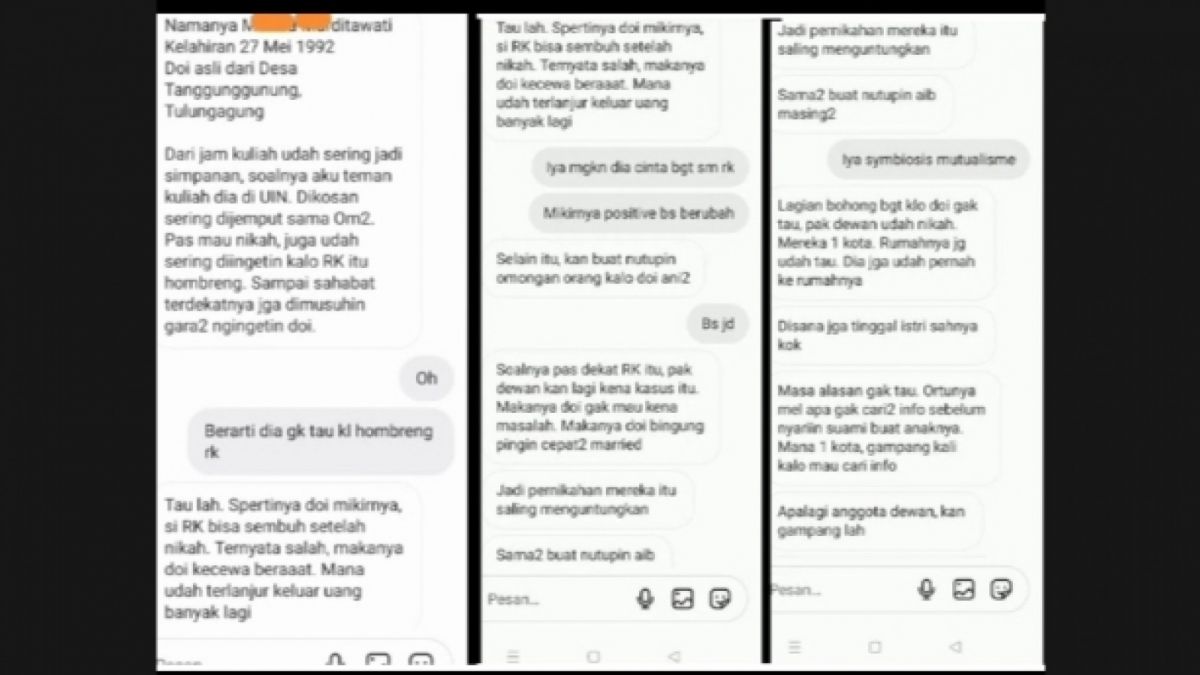 Isi chat dari sumber yang disembunyikan [Tangkapan layar Instagram @lambe_danu]