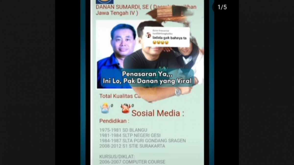 Foto Danan Sumardi saat mencalonkan diri sebagai anggota dewan [Tangkapan layar Instagram @lambe_danu]