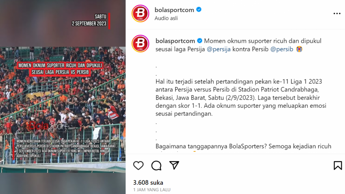Tangkapan layar dari akun Instagram Bolasportcom [Instagram Bolasportcom]