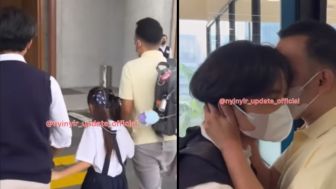 Momen Haru Ruben Onsu Peluk dan Cium Betrand dan Thalia saat Antarkan Sekolah, Netizen: Didikan Yang Baik