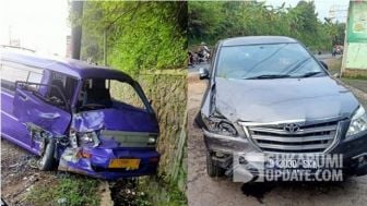 Minibus Tabrak Angkot di Cibadak Sukabumi, Sopir Disebut Hilang Kendali