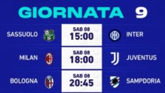 Jadwal Serie A Pekan 9, Sabtu (08/10); Inter Bertekad Tak Mau Kalah, Milan Tantang Juve