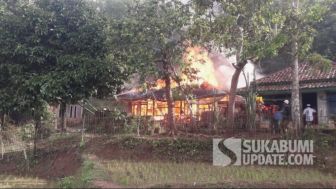 Rumah Milik Lansia di Cidadap Sukabumi Hangus Terbakar