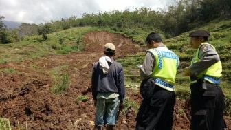 Petani di Nagrak Sukabumi Gagal Panen Karena Sawah Tertimbun Longsor