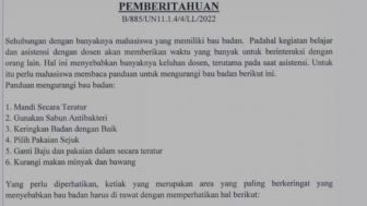 Heboh Dosen USK Aceh Buat Surat Imbauan untuk Atasi Bau Badan Mahasiswanya